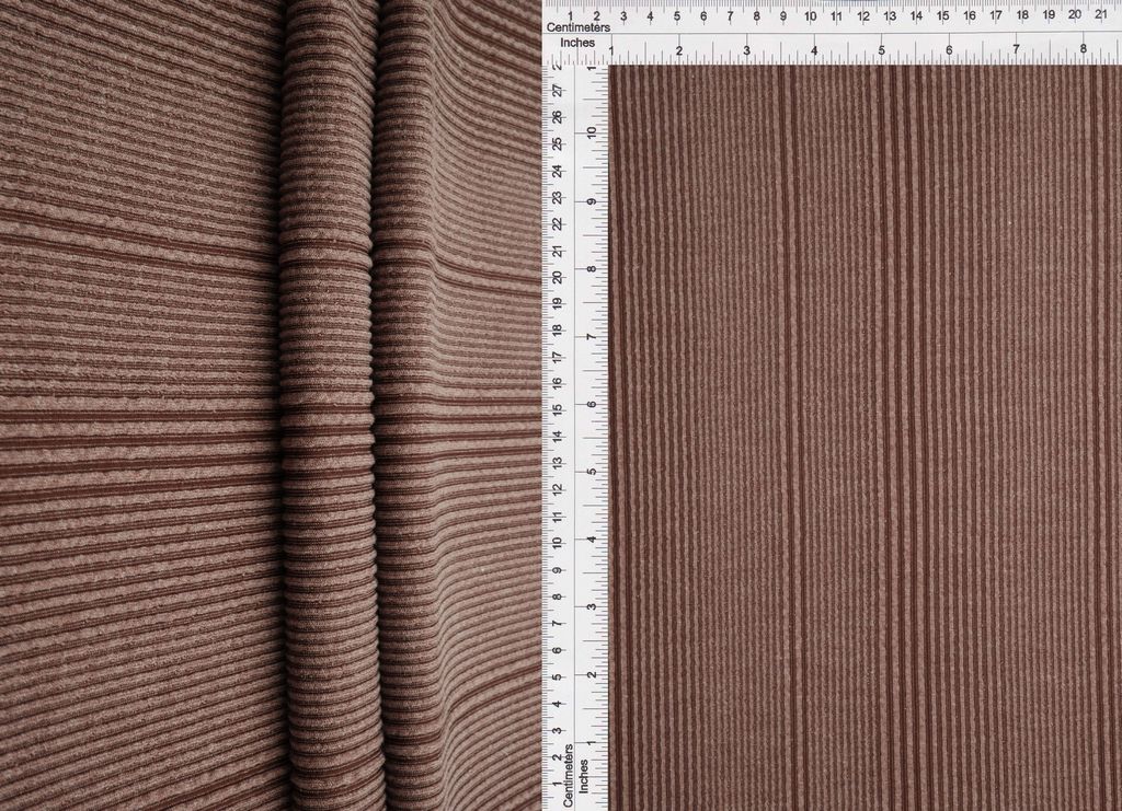 KNT4495 / BROWN / 75%POLY 21%RAYON 4%SPAN VARIEGATED JACQUARD RIB