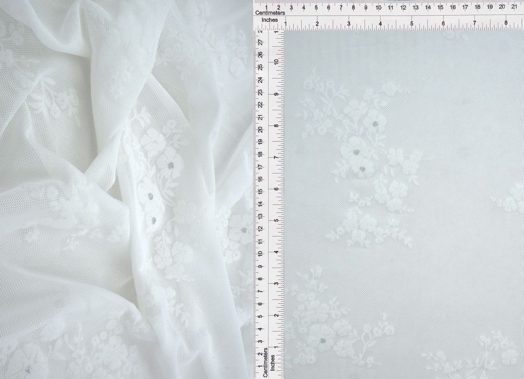 FLKGL-MS11426 / IVORY / 90%POLY 10%SPAN DITSY FLOCKING GLITTER