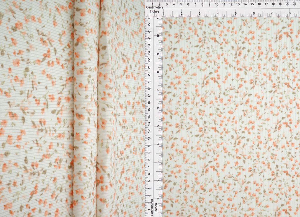 CF-MS11442 / PEACH / 94%POLY 6%SPAN COTTON FEEL 2X2 RIB DITSY PRINT