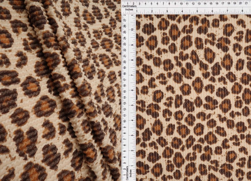 KNT4463-MS11424 / TAN B / 80%POLY 15%RAYON 5%SP DOUBLE KNIT COZY ANIMAL PRINT