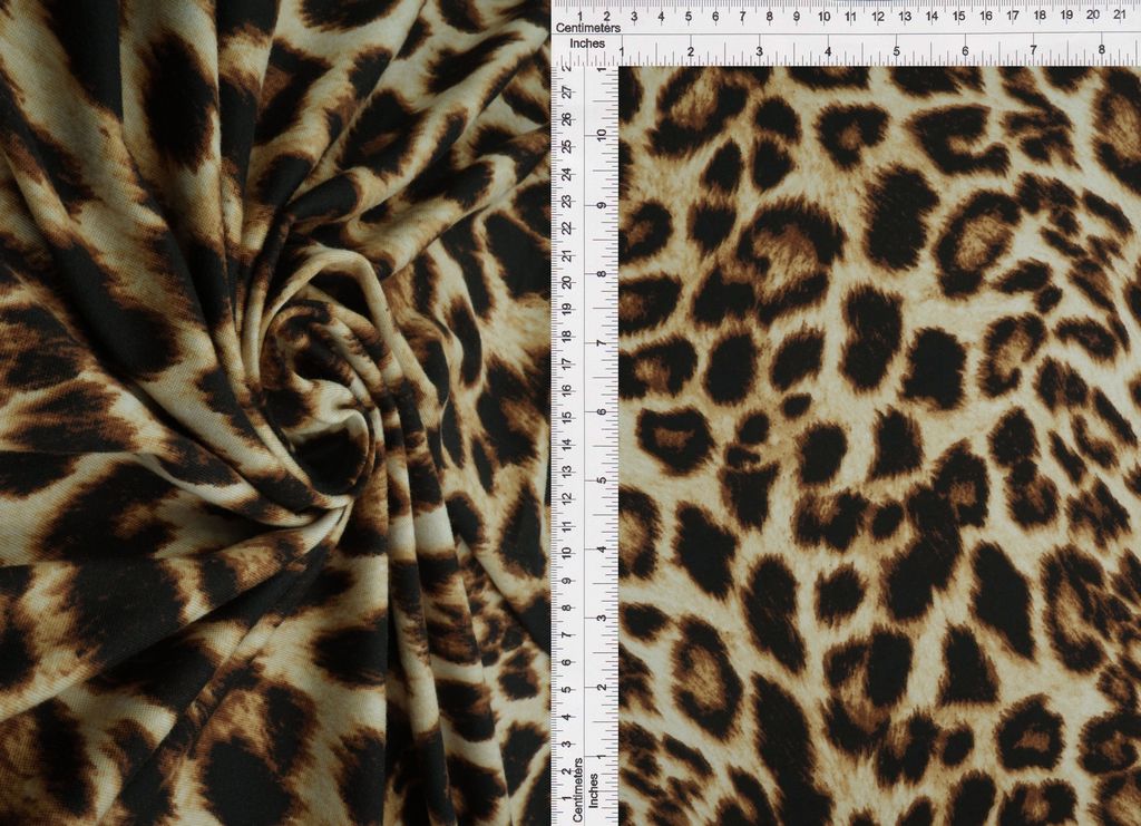 KNT4520-DU613 / CAMEL / 96%POLY 4%SPAN DTY BRUSHED ANIMAL PRINT