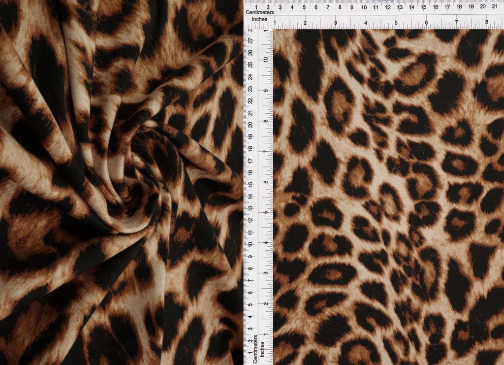 KNT4520-S20350A / BROWN-B / 96%POLY 4%SPAN DTY BRUSHED ANIMAL PRINT