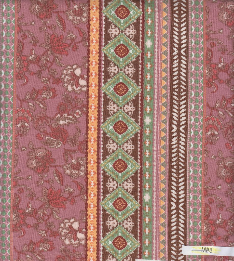 KNT4520-MS11331 / MAUVE / 96%POLY 4%SPAN DTY BRUSHED BOHO STRIPE PRINT