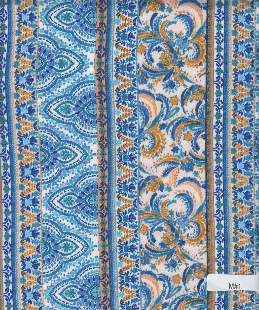 KNT4520-MS11382 / AQUA / 96%POLY 4%SPAN DTY BRUSHED BOHO PRINT