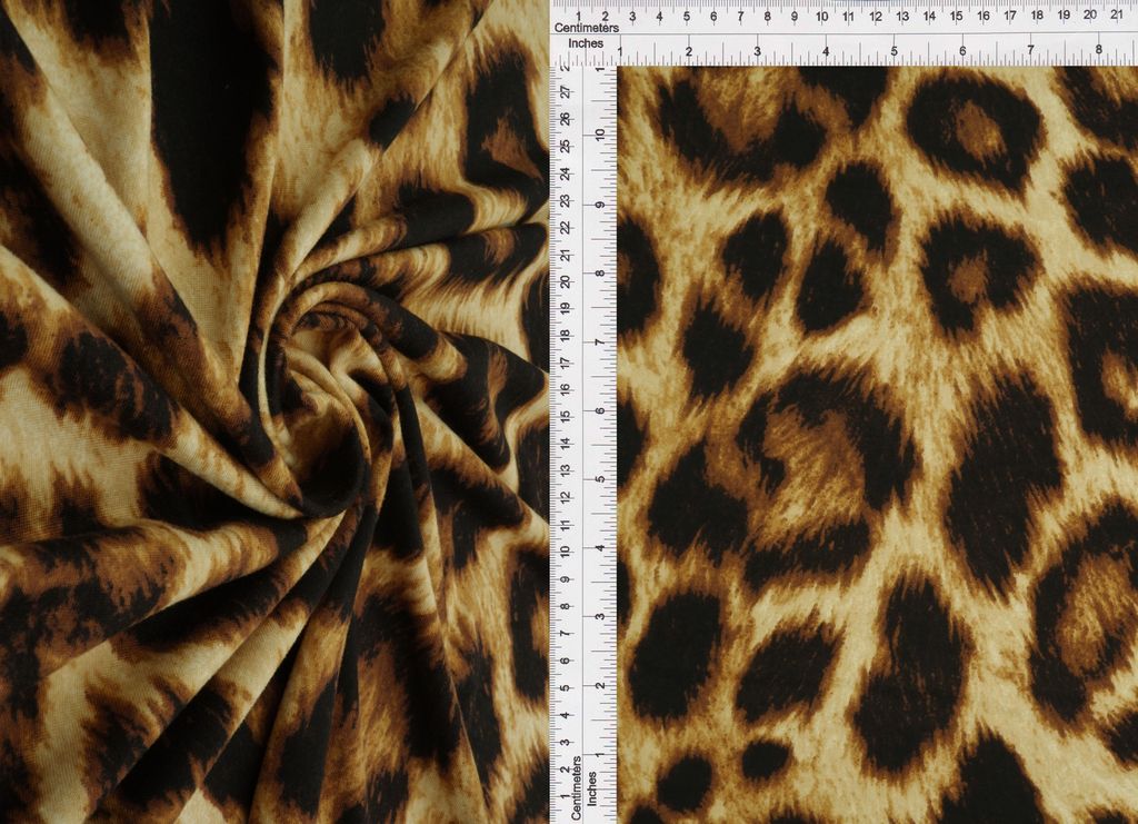 KNT4520-SE20350 / BROWN / 96%POLY 4%SPAN DTY BRUSHED ANIMAL PRINT