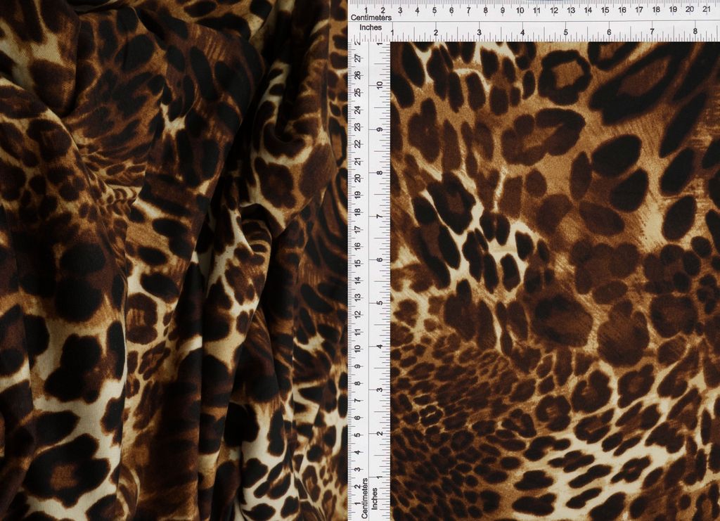 KNT4520-SE20135 / BROWN / 96%POLY 4%SPAN DTY BRUSHED ANIMAL PRINT