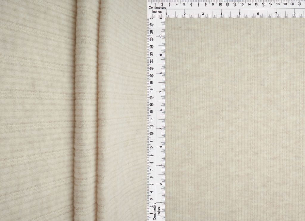 KNT4538 / OATMEAL / 67%POLY 28%RAYON 5%SP HACCI FLEECE RIB SOLID