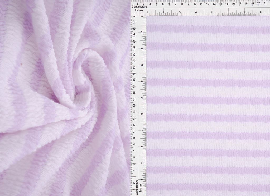 JACQ-4619 / IVORY/LAVENDER / 98%POLY 2%SPAN BUBBLE JACQUARD STRIPE