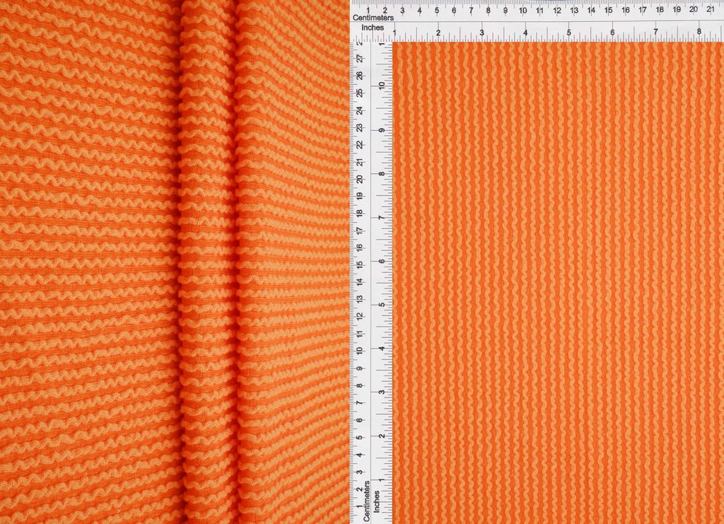 KNT4463 / ORANGE B / 80%POLY 15%RAY 5%SPAN KNIT JACQUARD RIB