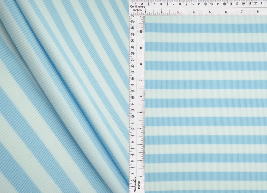 KNT4544 / BLUE SKY / 92%POLY 8%SPAN 2X2 COOL COTTON STRIPE FLEECE RIB