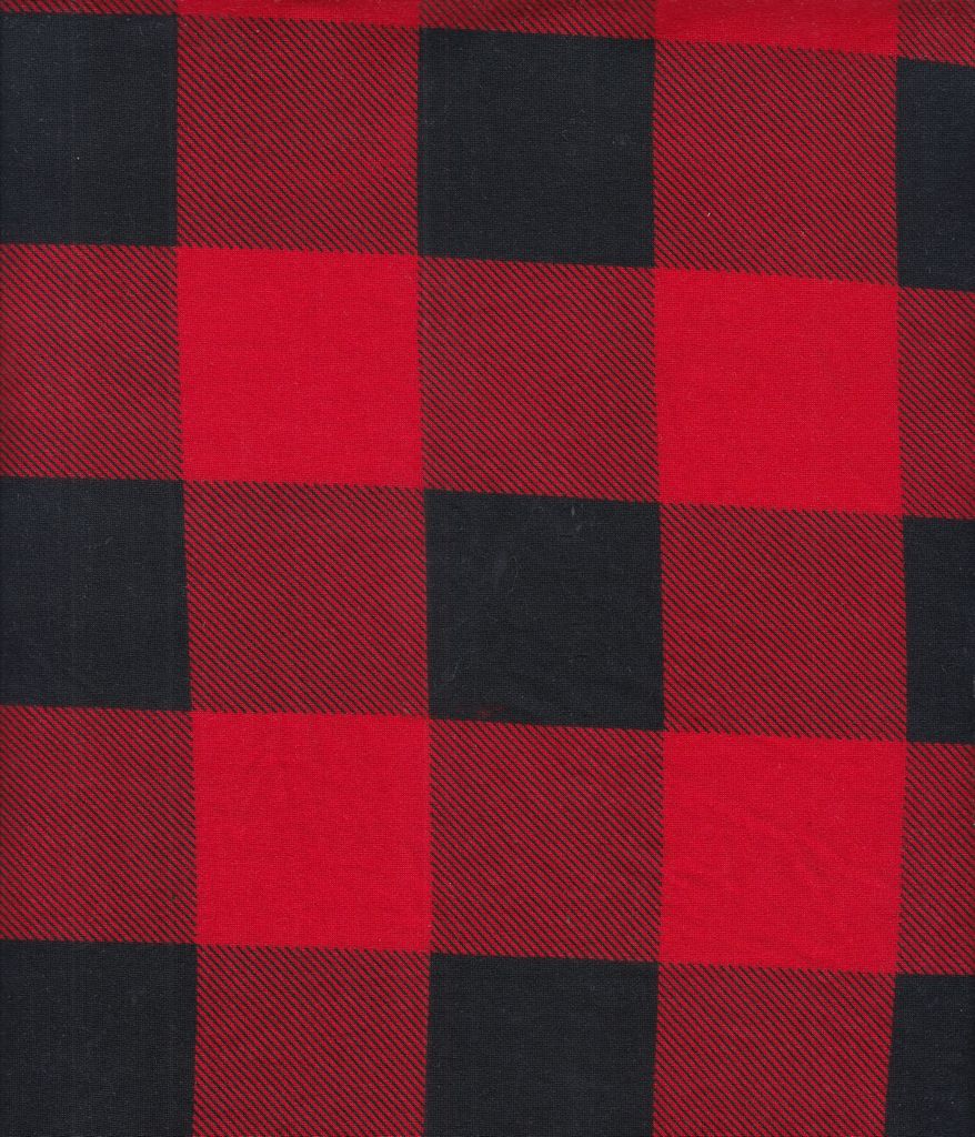 KNT4520-DU917 / BLK/RED / 96%POLY 4%SPAN DTY BRUSHED BUFFALO PLAID