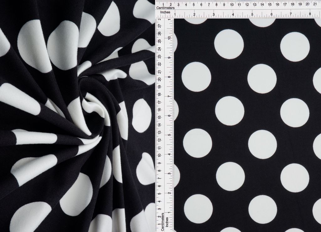 KNT4520-DU186 / BLACK/IVORY / 96%POLY 4%SPAN DTY BRUSHED POLKA DOTS PRINT