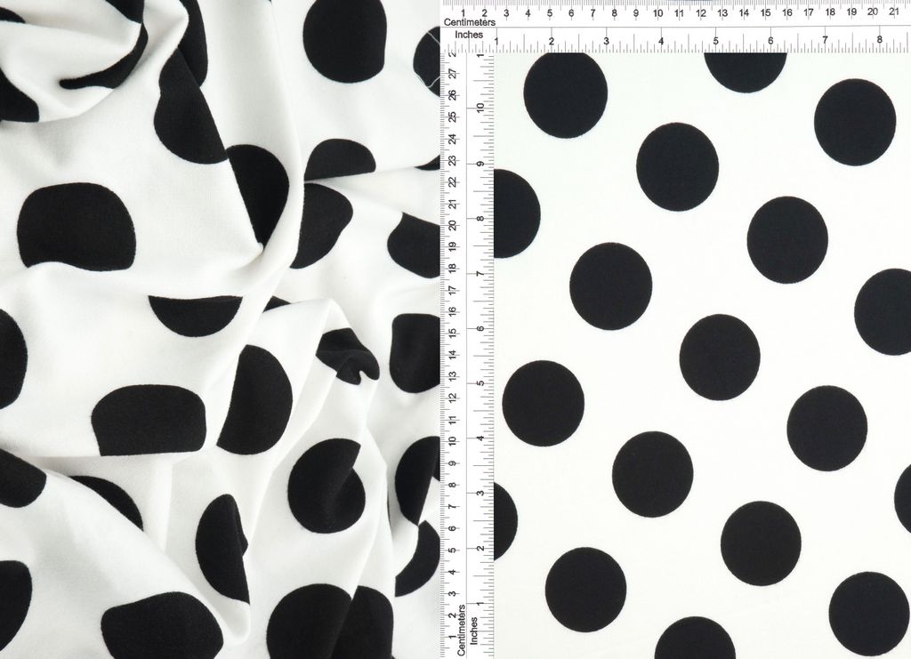 KNT4520-DU186 / IVORY/BLACK / 96%POLY 4%SPAN DTY BRUSHED POLKA DOTS PRINT