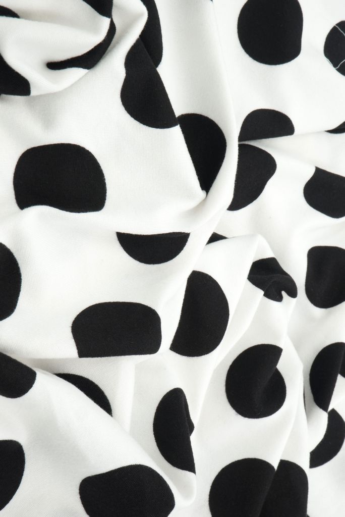 KNT4520-DU186 / IVORY/BLACK / 96%POLY 4%SPAN DTY BRUSHED POLKA DOTS PRINT
