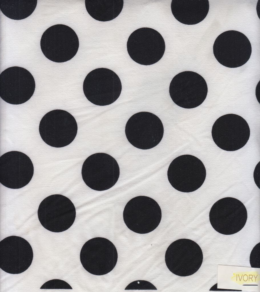 KNT4520-DU186 / IVORY/BLACK / 96%POLY 4%SPAN DTY BRUSHED POLKA DOTS PRINT