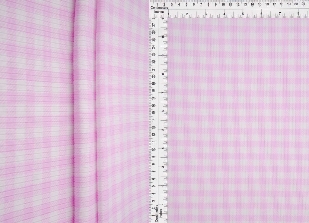 KNT3422-DU918 / PINK LT. / 96%POLY 4%SPAN 4X2 YUMMY RIB GINGHAM PRINT