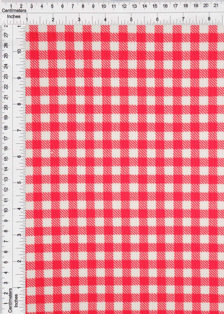 KNT3422-DU918 / RED / 96%POLY 4%SPAN 4X2 YUMMY RIB GINGHAM PRINT