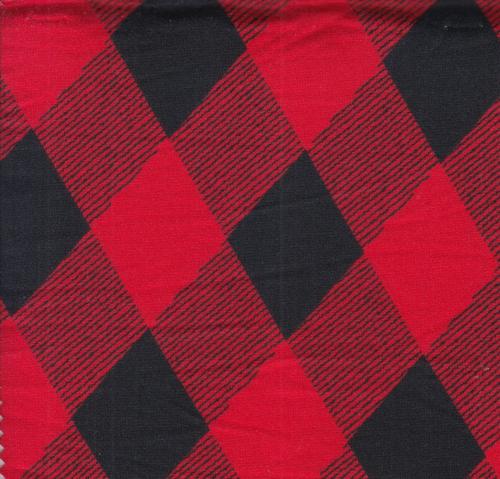 KNT2100-MS11215 / RED / 96%POLY 4%SPAN DTY BRUSHED CHECKERED PRINT