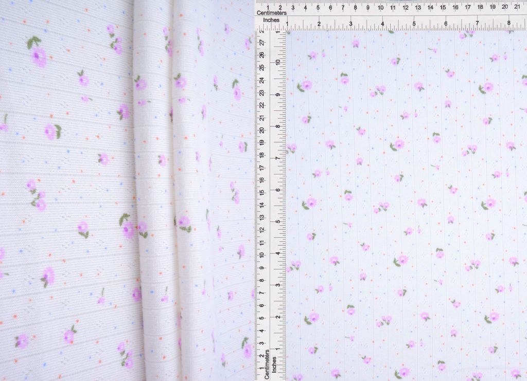 KNT4622-MS11445 / LAVENDER / 93%POLY 7%SPAN COTTON STYLE POINTELLE DITSY PRINT