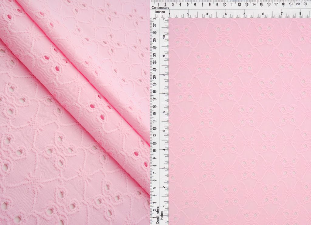 KNT4187 / PINK NEW / 97%POLY 3%SPAN DTY KNIT JACQUARD EYELET