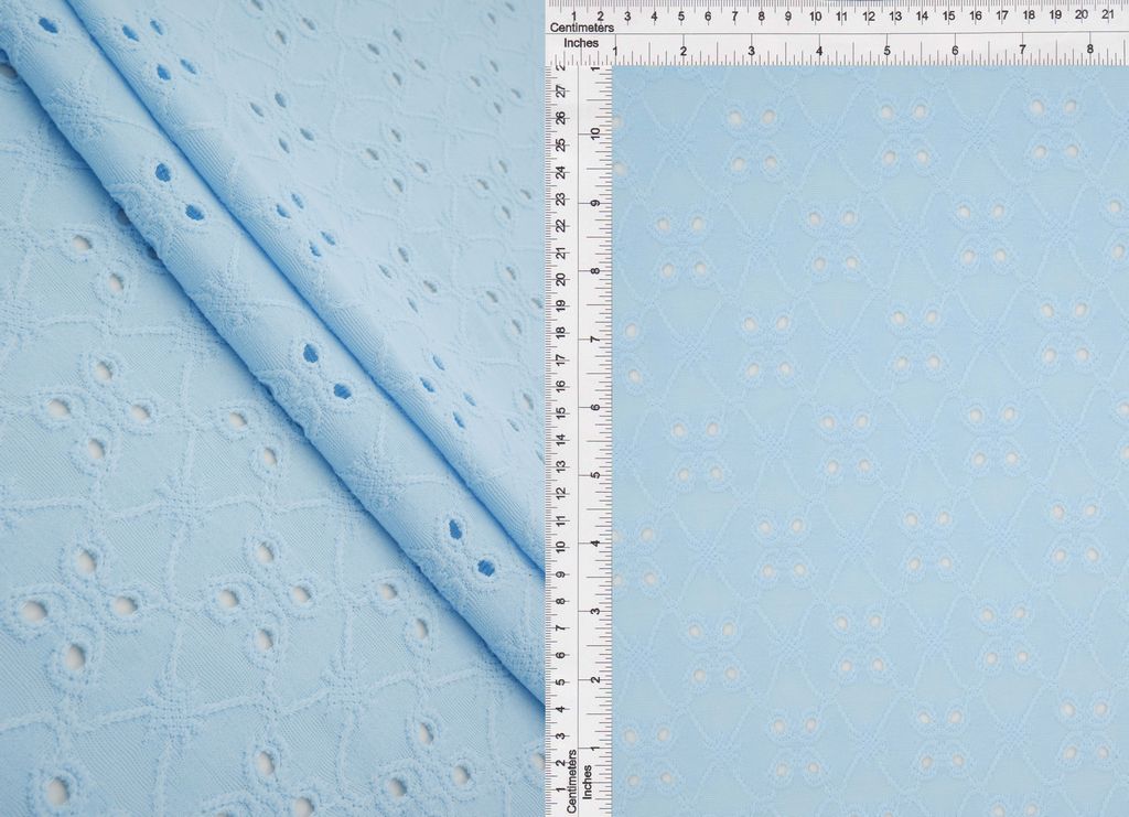KNT4187 / BLUE LT.NEW / 97%POLY 3%SPAN DTY KNIT JACQUARD EYELET