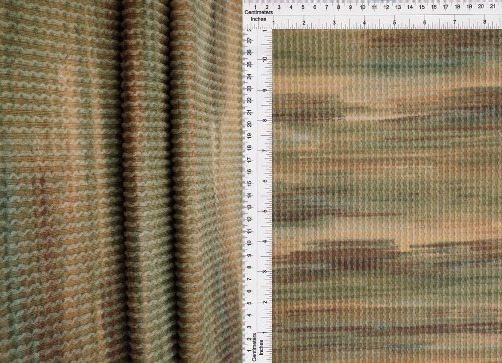 KNT4463-DU1971 / SAGE / 77%POLY 18%RAY 5%SP DOUBLE KNIT COZY STRIPE PRINT
