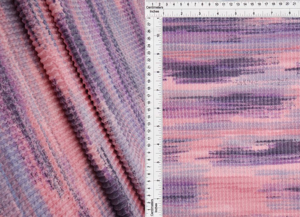 KNT4463-DU1971 / MAUVE / 77%POLY 18%RAY 5%SP DOUBLE KNIT COZY STRIPE PRINT