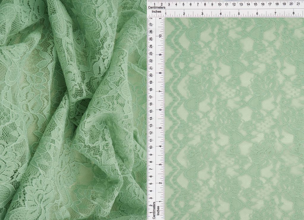 LACE4478 / SAGE AQUA / 95%NYLON 5%SPAN FLORAL DOUBLE BORDER LACE