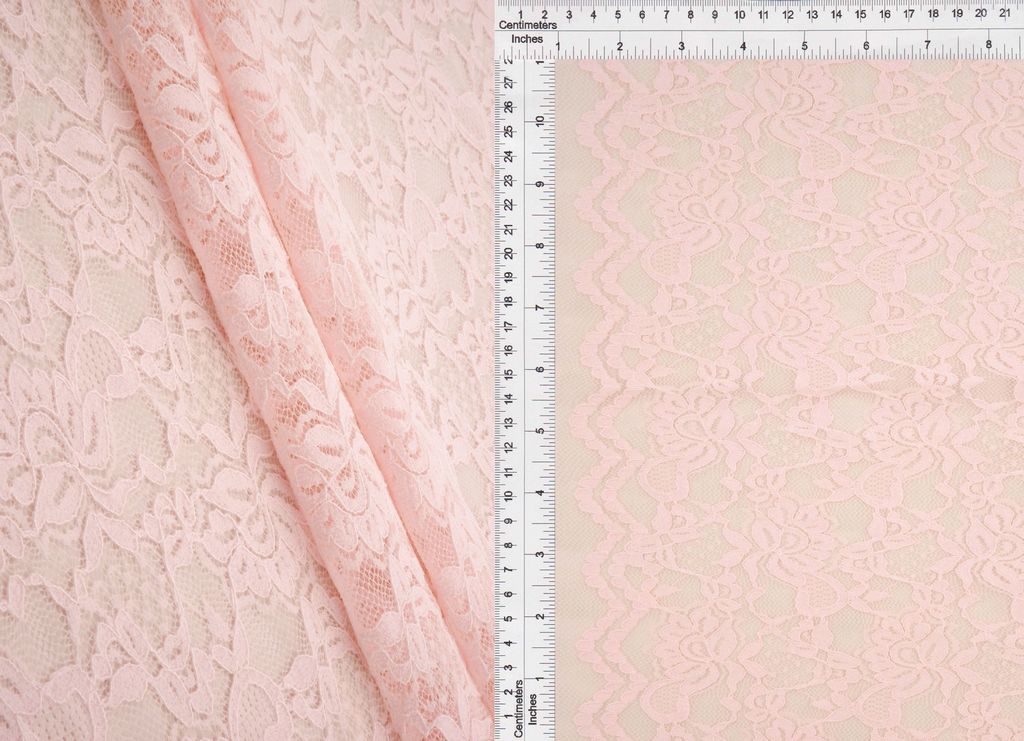 LACE4478 / BLUSH / 95%NYLON 5%SPAN FLORAL DOUBLE BORDER LACE