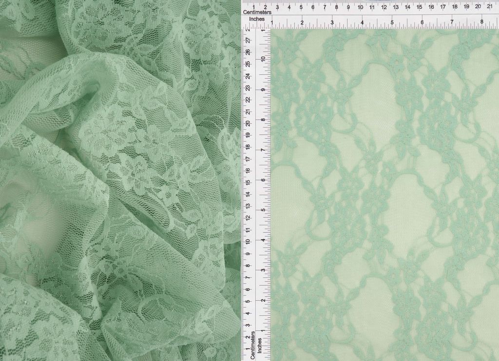 LACE-1483 / SAGE AQUA / 92%NYLON 8%SPANDEX FLORAL LACE
