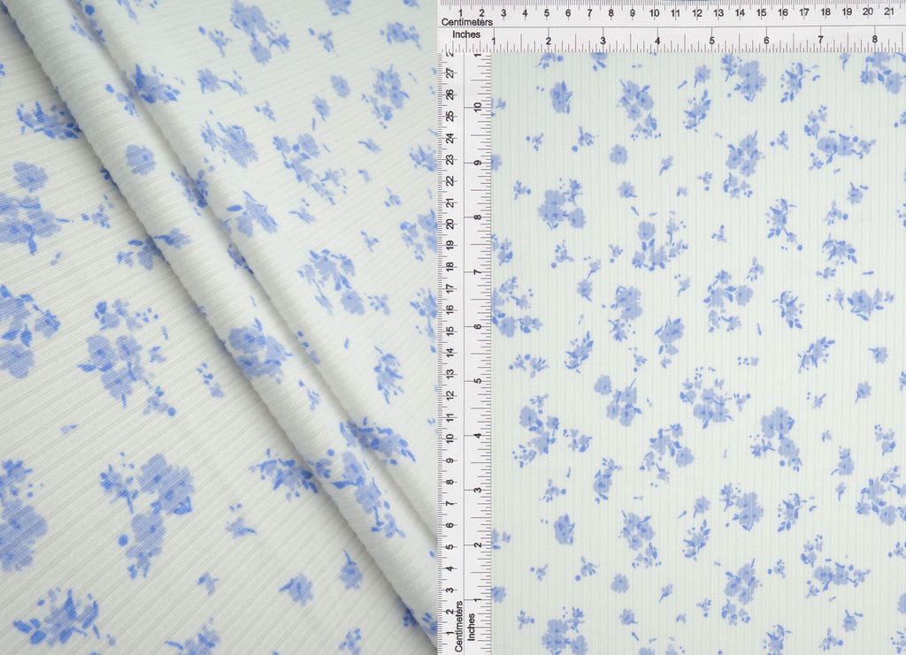 KNT3422-MS11419 / BLUE / 87%POLY 13%SPAN 4X2 YUMMY RIB DITSY PRINT
