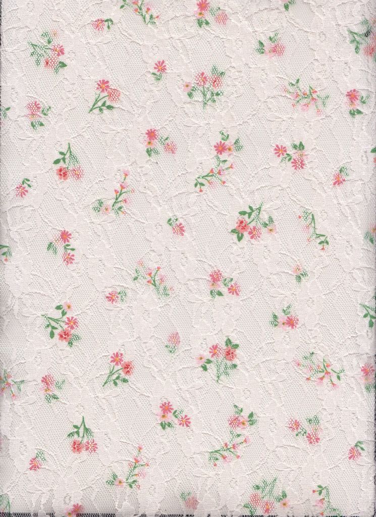 LACE4481-M11371 / PEACH / 92%P 8%S LACE DITSY PRINT/LACE DIGITAL PRINT