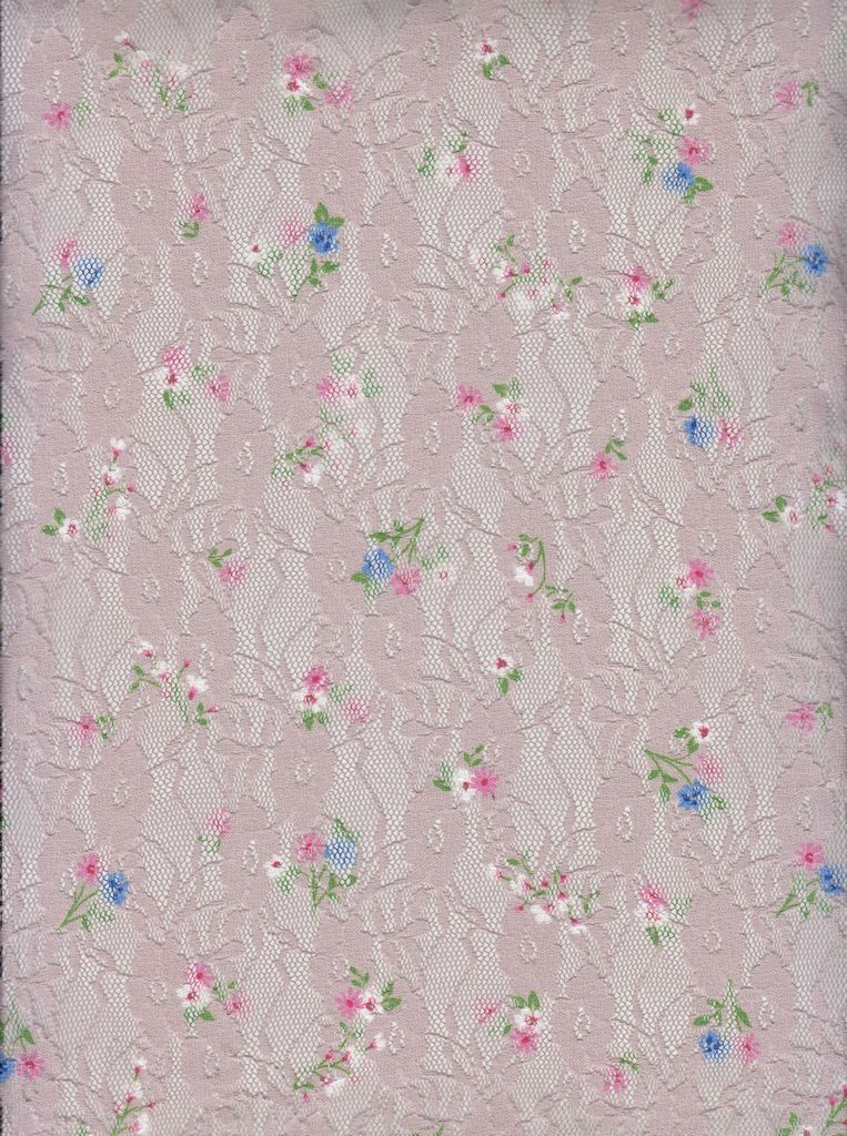 LACE4481-M11371 / COCO LT. / 92%P 8%S LACE DITSY PRINT/LACE DIGITAL PRINT