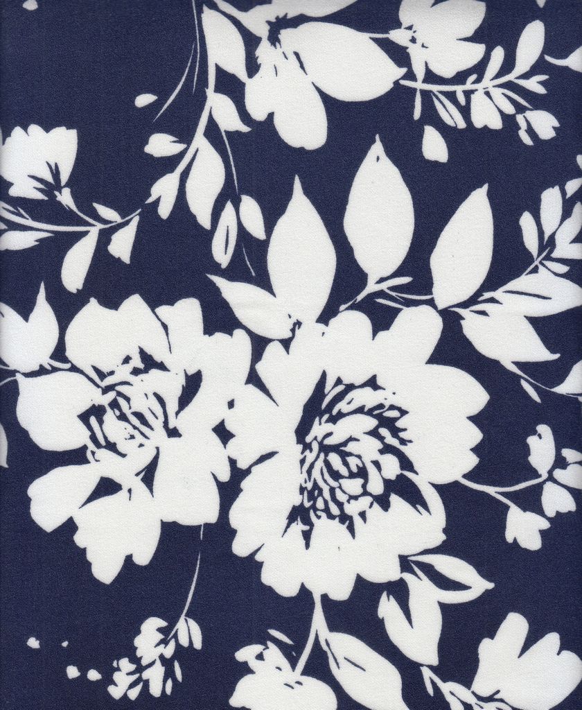 KNT3971-Q11028 / NAVY / 95%POLY 5%SPAN TECHNO CREPE FLOWER/FLORAL PRINT