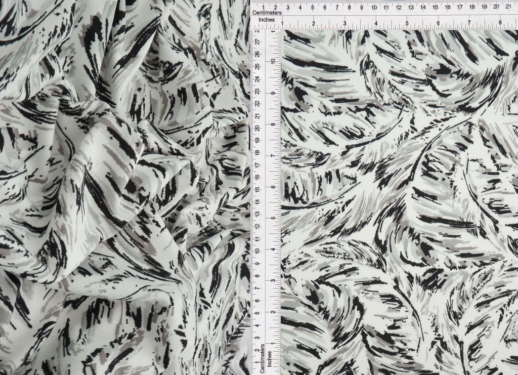 KNT1389-Q90152 / IVORY / 96%POLY 4%SPANDEX DTY FEATHER PRINT