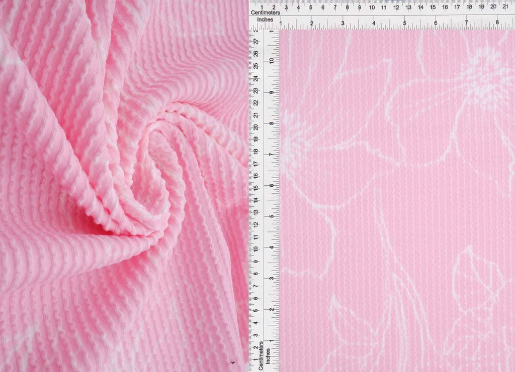 KNT4463-MS11082 / PINK / 77%POLY 18%RAY 5%SP DOUBLE KNIT COZY FLOWER PRINT
