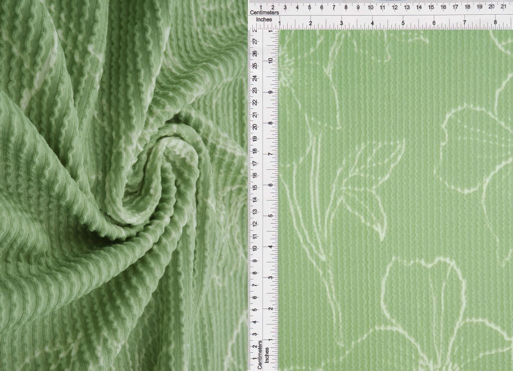 KNT4463-MS11082 / SAGE / 77%POLY 18%RAY 5%SP DOUBLE KNIT COZY FLOWER PRINT
