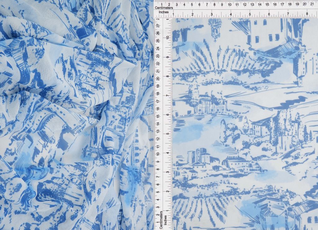 MESH-MS11490 / DENIM VINTAGE / 90%POLY 10%SPAN DIGITAL TOILE MESH PRINT