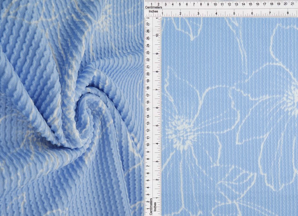 KNT4463-MS11082 / BLUE / 77%POLY 18%RAY 5%SP DOUBLE KNIT COZY FLOWER PRINT