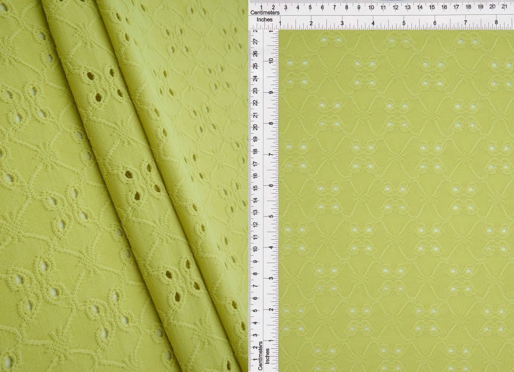 KNT4187 / AVOCADO / 97%POLY 3%SPAN DTY KNIT JACQUARD EYELET