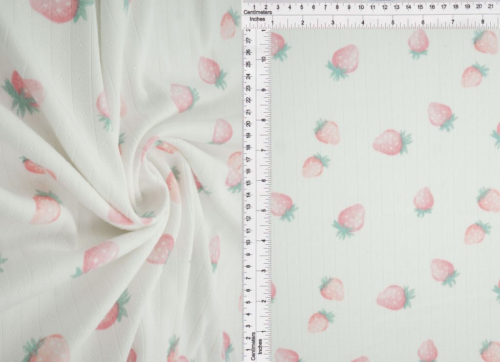 KNT4622-MS11480 / PINK / 93%P 7%SP COTTON STYLE POINTELLE STRAWBERRY PRINT
