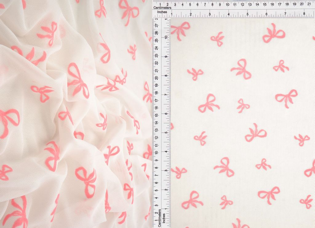 FLOCK-MS11411 / IVORY/PINK / 90%POLY 10%SPAN BOW FLOCKING MESH
