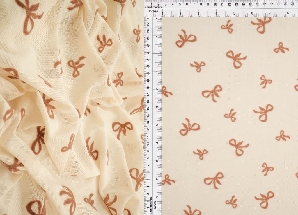 FLOCK-MS11411 / SAND/COCO / 90%POLY 10%SPAN BOW FLOCKING MESH