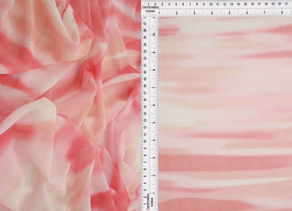 MESH-SE20771D / CORAL/PINK / 90%POLY 10%SPAN MESH DIGITAL ABSTRACT/TIE DYE PRINT