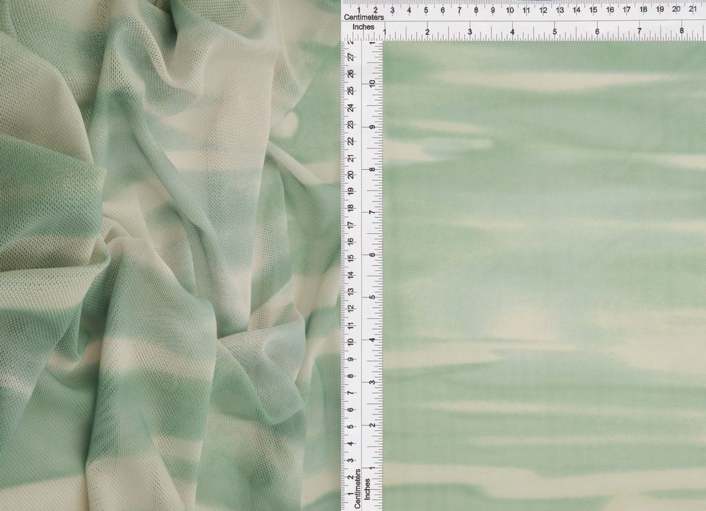 MESH-SE20771D / SAGE DUSTY / 90%POLY 10%SPAN MESH DIGITAL ABSTRACT/TIE DYE PRINT