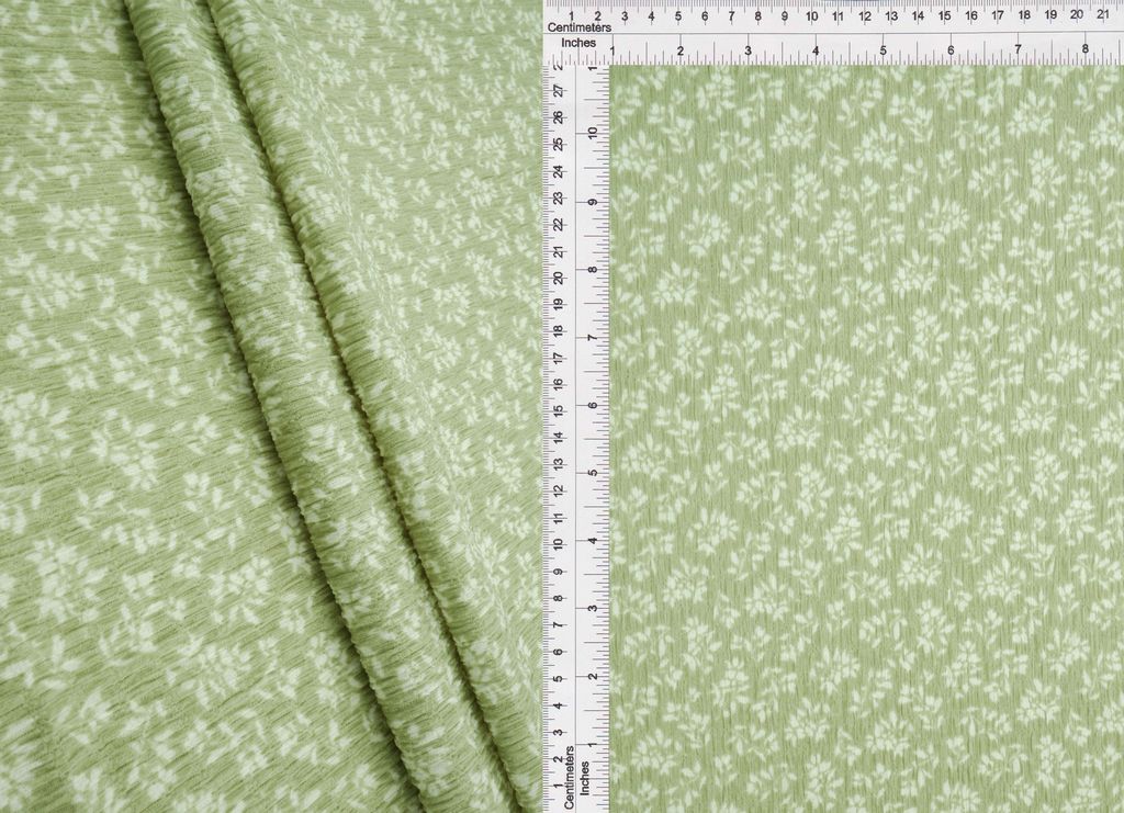 CRP4628-Q90139B / SAGE / 95%POLY 5%SPAN CRINKLE KNIT DITSY PRINT
