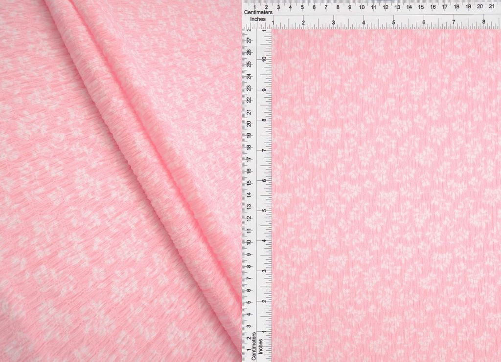 CRP4628-Q90139B / PINK / 95%POLY 5%SPAN CRINKLE KNIT DITSY PRINT