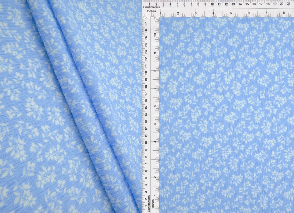 CRP4628-Q90139B / BLUE LT. / 95%POLY 5%SPAN CRINKLE KNIT DITSY PRINT