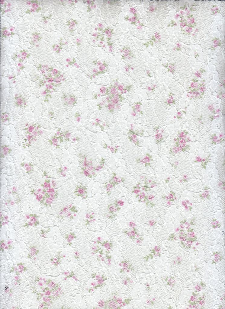 LACE4481-D1337B / IVORY/PINK / 92%POLY 8%SPAN DIGITAL DITSY LACE PRINT