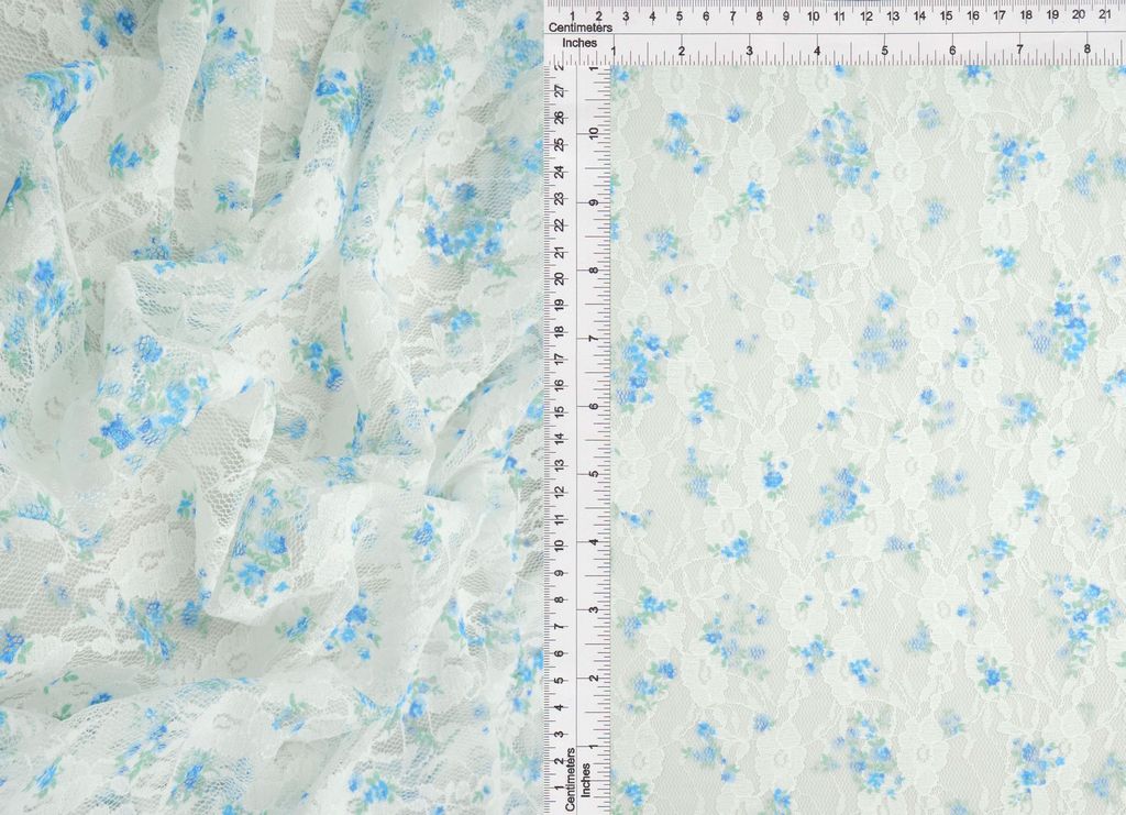 LACE4481-D1337B / BLUE / 92%POLY 8%SPAN DIGITAL DITSY LACE PRINT